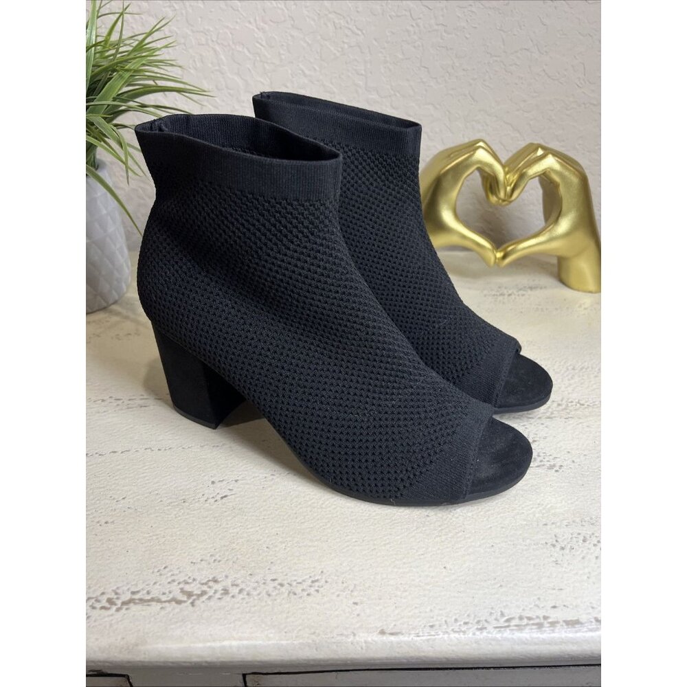 White Mountain Tara-C Size 8.5 Black Open Toe Bootie Upper Textile Women’s Shoes